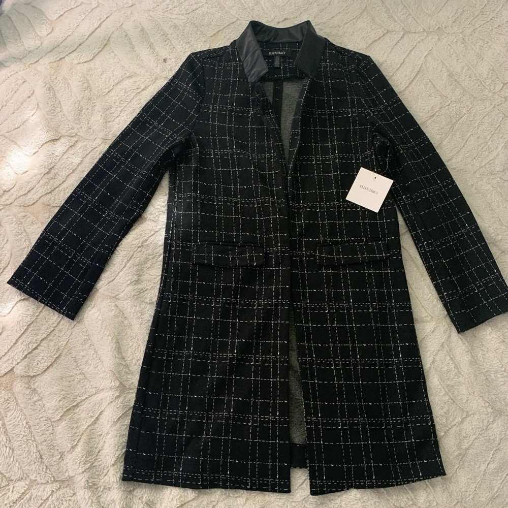 Ellen Tracy Black and White Grid Blazer